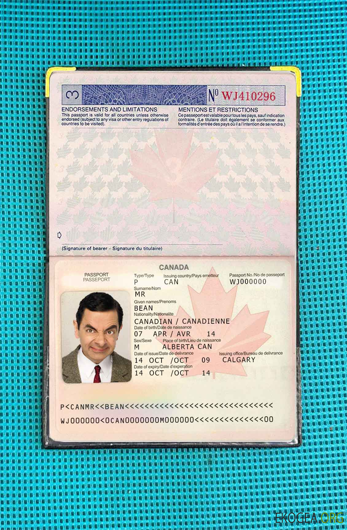 Aperçu photo du passeport canadien (2002 2010)